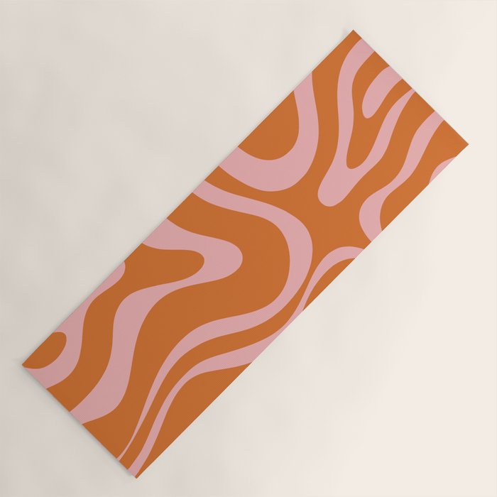 Liquid Candy Retro Swirl Abstract Pattern in Orange and Pink Yoga Mat Gallery Image 1