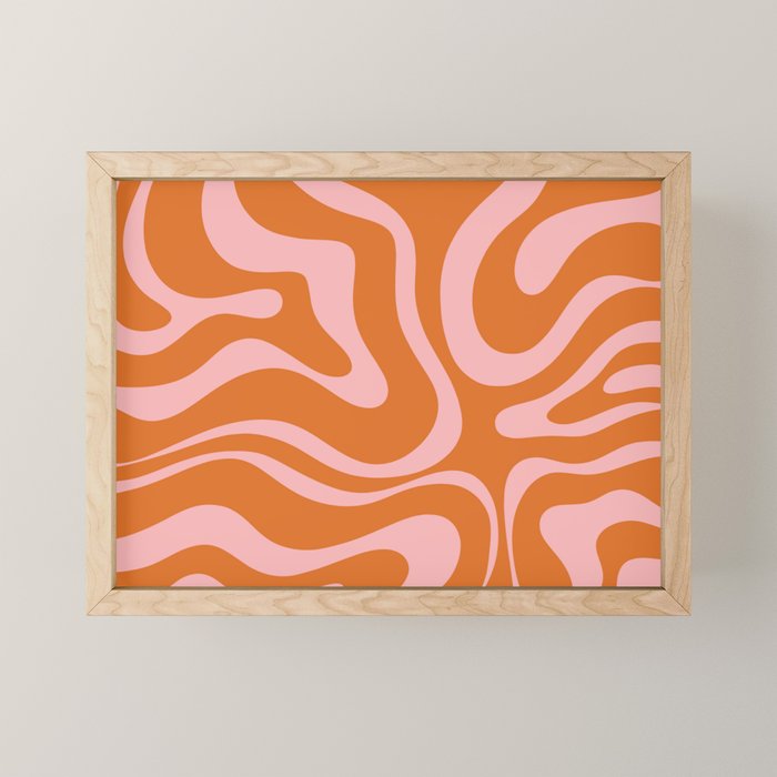 Liquid Candy Retro Swirl Abstract Pattern in Orange and Pink Mini Art Print Gallery Image 1