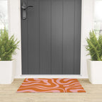 Liquid Candy Retro Swirl Abstract Pattern in Orange and Pink Welcome Mat Gallery Image 3