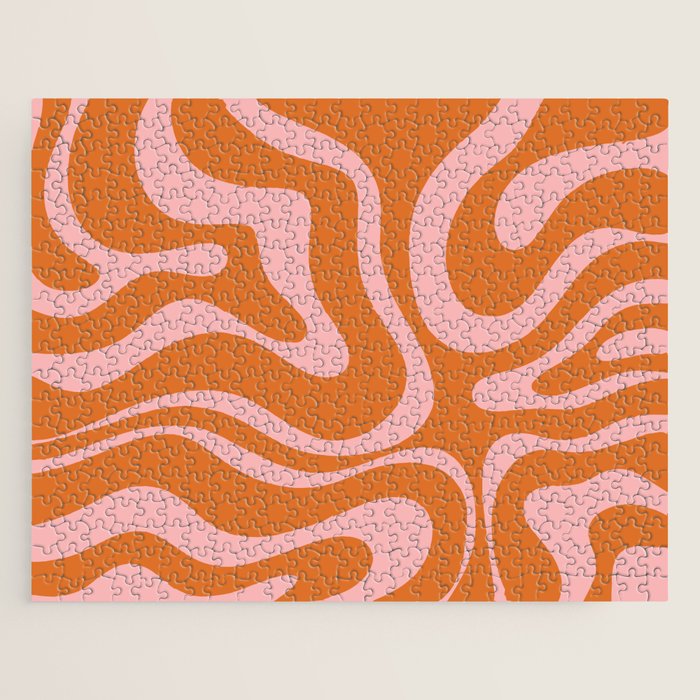 Liquid Candy Retro Swirl Abstract Pattern in Orange and Pink Jigsaw Puzzle Gallery Image 1