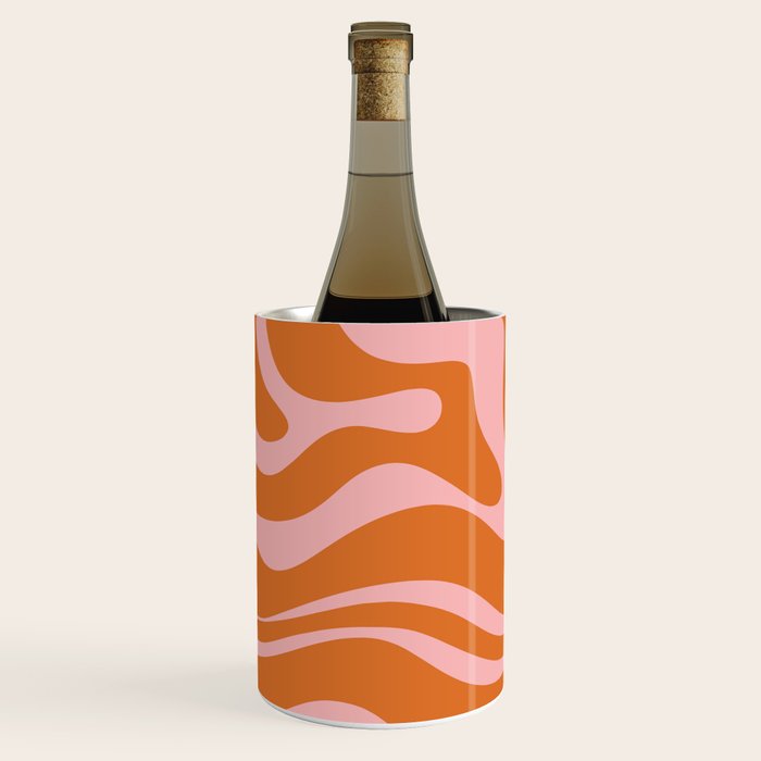 Liquid Candy Retro Swirl Abstract Pattern in Orange and Pink Wine Chiller Gallery Image 2