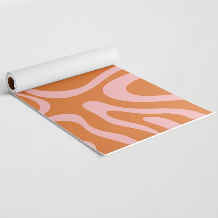 Liquid Candy Retro Swirl Abstract Pattern in Orange and Pink Yoga Mat Gallery Image 2