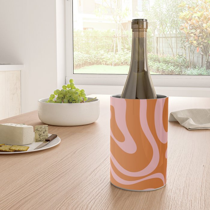 Liquid Candy Retro Swirl Abstract Pattern in Orange and Pink Wine Chiller Gallery Image 4