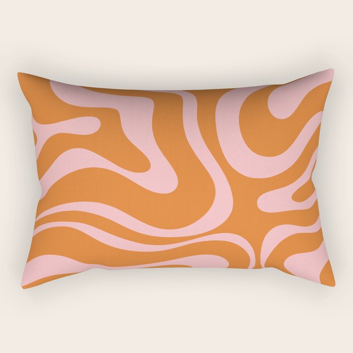 Liquid Candy Retro Swirl Abstract Pattern in Orange and Pink Rectangular Pillow Gallery Image 2