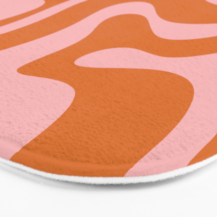 Liquid Candy Retro Swirl Abstract Pattern in Orange and Pink Bath Mat Gallery Image 3