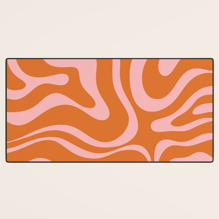 Liquid Candy Retro Swirl Abstract Pattern in Orange and Pink Desk Mat Gallery Image 3