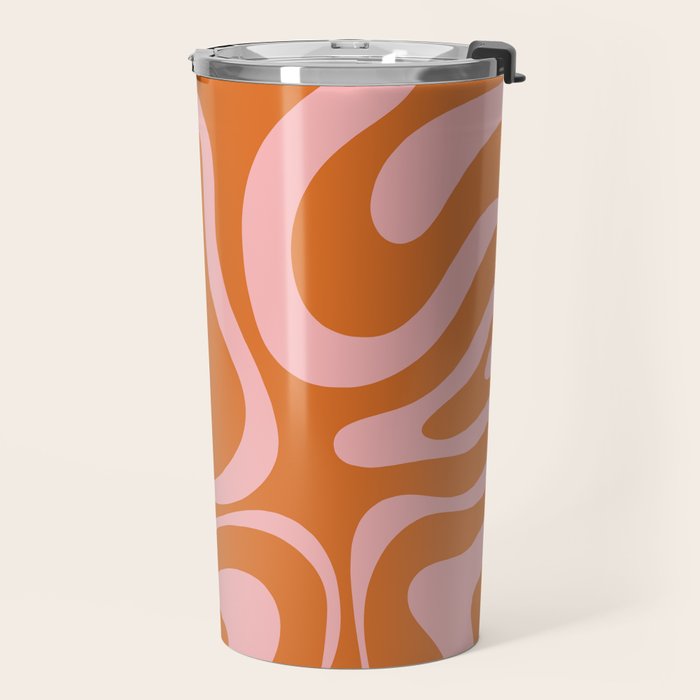 Liquid Candy Retro Swirl Abstract Pattern in Orange and Pink Travel Mug Gallery Image 2