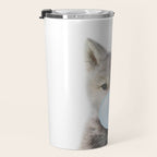Baby Wolf Blowing Blue Bubble Gum, Baby Boy, Kids, Baby Animals Art Print by Synplus Travel Mug Gallery Image 3