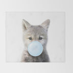 Baby Wolf Blowing Blue Bubble Gum, Baby Boy, Kids, Baby Animals Art Print by Synplus Throw Blanket Gallery Image 2