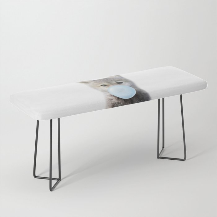 Baby Wolf Blowing Blue Bubble Gum, Baby Boy, Kids, Baby Animals Art Print by Synplus Bench Gallery Image 1