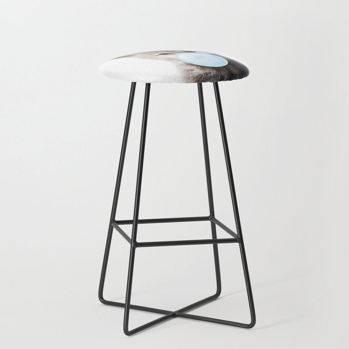 Baby Wolf Blowing Blue Bubble Gum, Baby Boy, Kids, Baby Animals Art Print by Synplus Stool Gallery Image 1