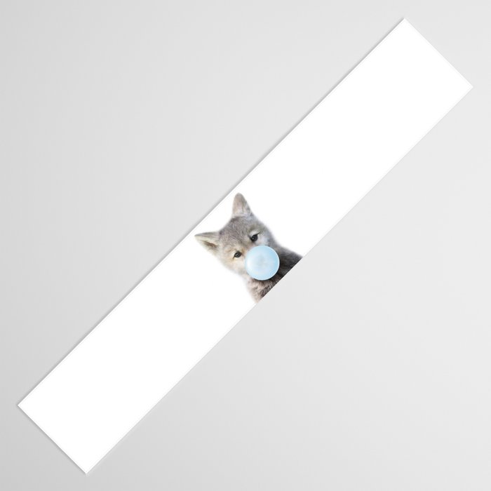 Baby Wolf Blowing Blue Bubble Gum, Baby Boy, Kids, Baby Animals Art Print by Synplus Table Runner Gallery Image 3