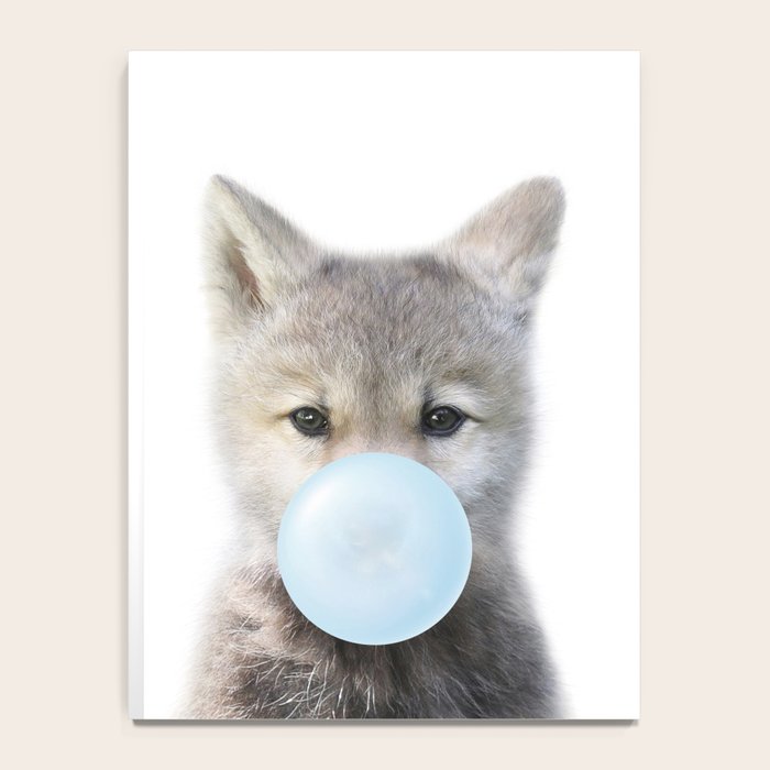 Baby Wolf Blowing Blue Bubble Gum, Baby Boy, Kids, Baby Animals Art Print by Synplus Notebook Gallery Image 4