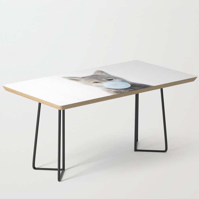 Baby Wolf Blowing Blue Bubble Gum, Baby Boy, Kids, Baby Animals Art Print by Synplus Coffee Table Gallery Image 1