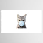 Baby Wolf Blowing Blue Bubble Gum, Baby Boy, Kids, Baby Animals Art Print by Synplus Tablecloth Gallery Image 2