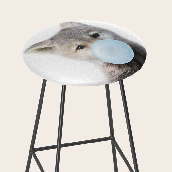 Baby Wolf Blowing Blue Bubble Gum, Baby Boy, Kids, Baby Animals Art Print by Synplus Stool Gallery Image 2