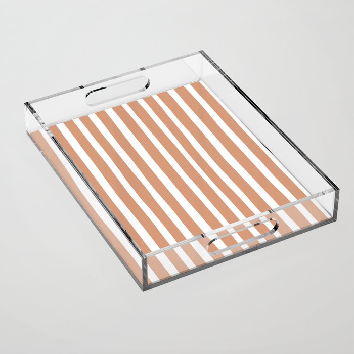 Coral Hand-Drawn Stripes Acrylic Tray Gallery Image 1