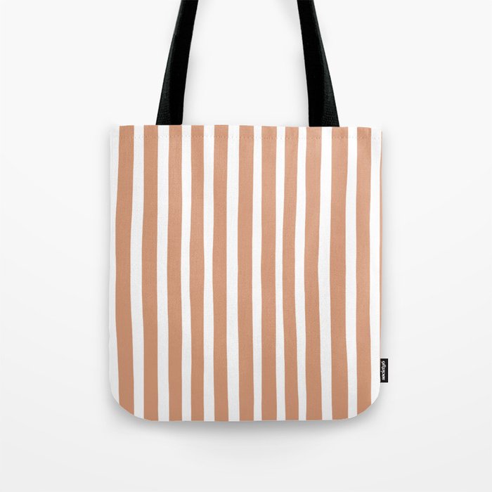 Coral Hand-Drawn Stripes Tote Bag Gallery Image 1