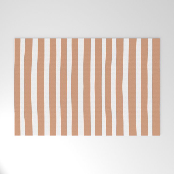 Coral Hand-Drawn Stripes Welcome Mat Gallery Image 1