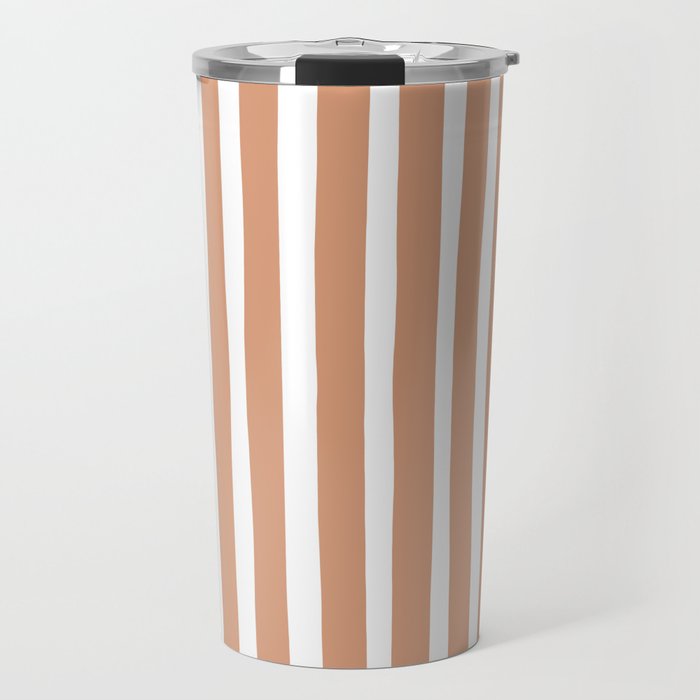 Coral Hand-Drawn Stripes Travel Mug Gallery Image 1