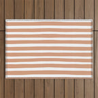 Coral Hand-Drawn Stripes Outdoor Rug Gallery Image 1