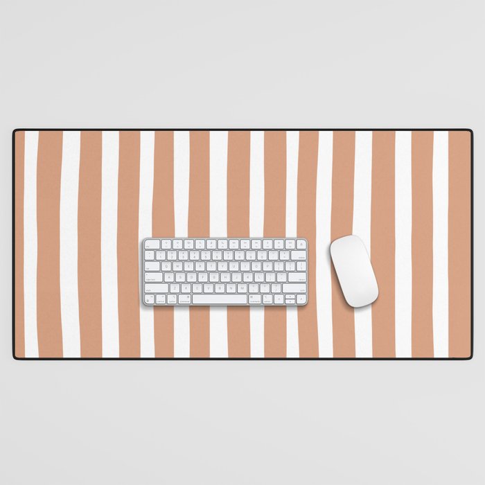 Coral Hand-Drawn Stripes Desk Mat Gallery Image 1
