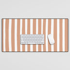 Coral Hand-Drawn Stripes Desk Mat Gallery Image 1
