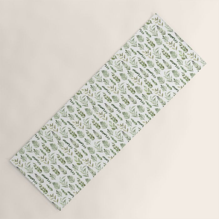 Watercolor leaves Yoga Mat Gallery Image 1