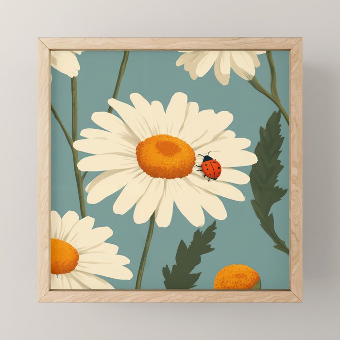 Charming Daisies with Ladybug Mini Art Print Gallery Image 1