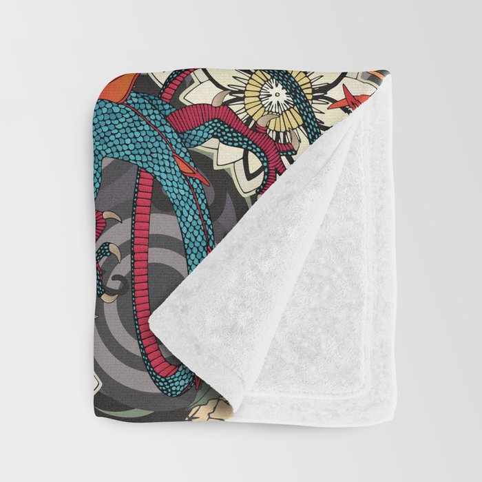 dragon tattoo dark Throw Blanket Gallery Image 3