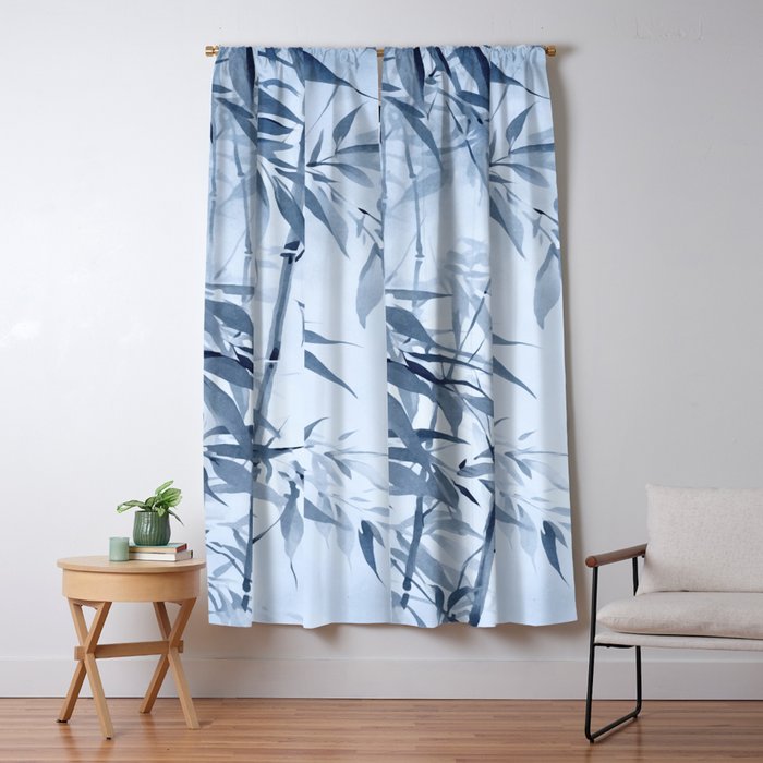 Blue Hour Calm Bamboo Garden Window Curtain Gallery Image 1