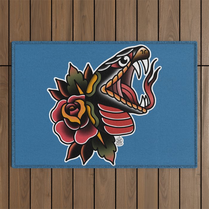 Snake Tattoo Outdoor Rug Gallery Image 1