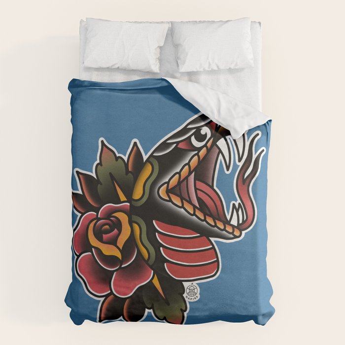 Snake Tattoo Duvet Cover
