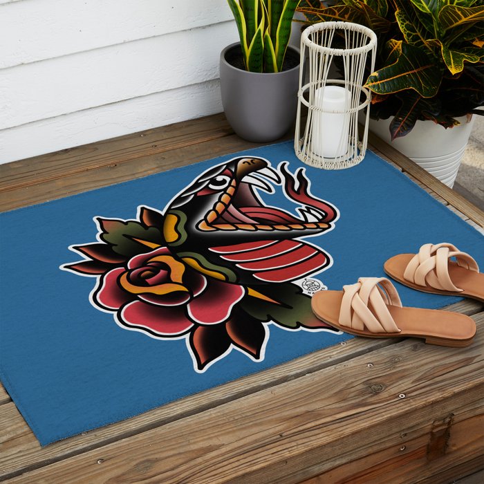 Snake Tattoo Outdoor Rug Gallery Image 2
