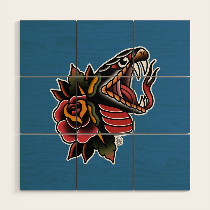 Snake Tattoo Wood Wall Art Gallery Image 1
