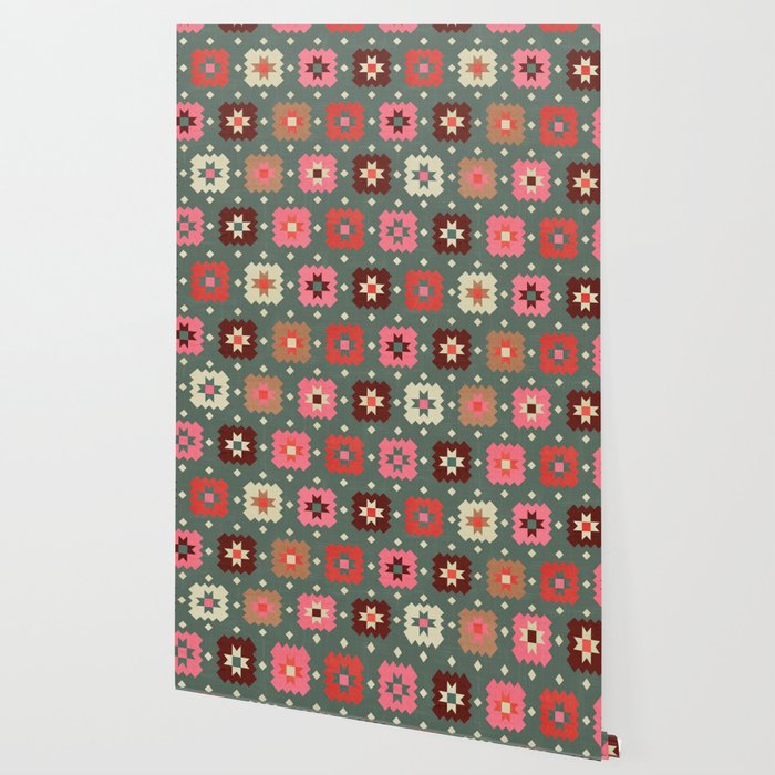 Winter Quilt Stars: Festive Mosaic in Jewel Tones Wallpaper Gallery Image 2