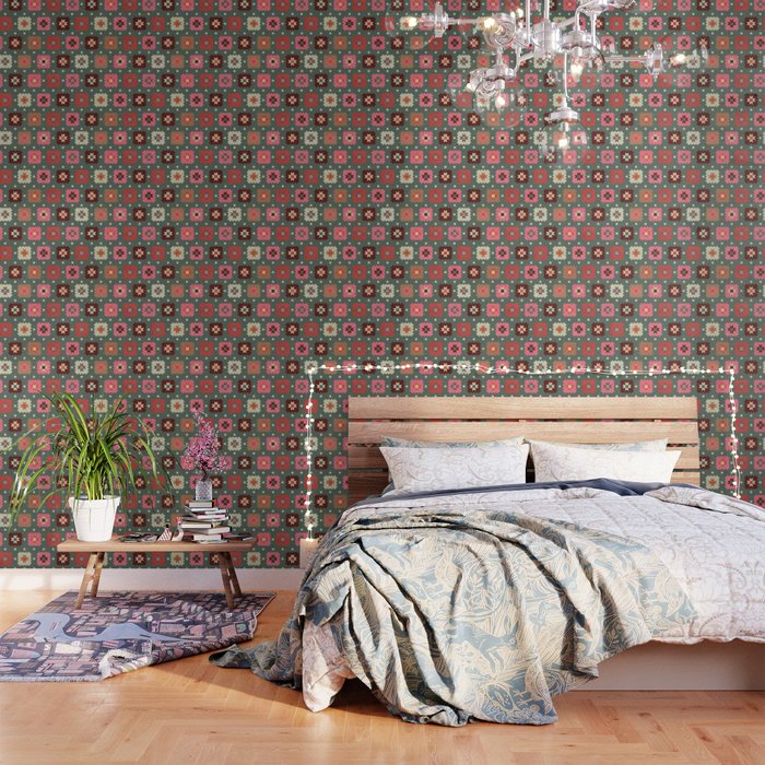 Winter Quilt Stars: Festive Mosaic in Jewel Tones Wallpaper Gallery Image 3