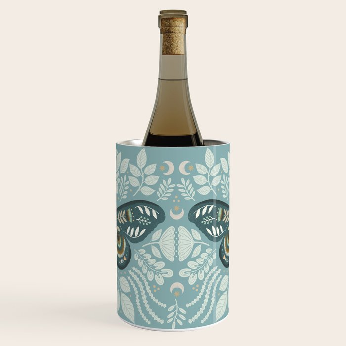 Folk Art Moth - Blue Gray Wine Chiller Gallery Image 3