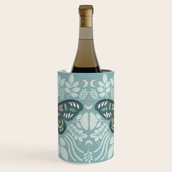 Folk Art Moth - Blue Gray Wine Chiller Gallery Image 2