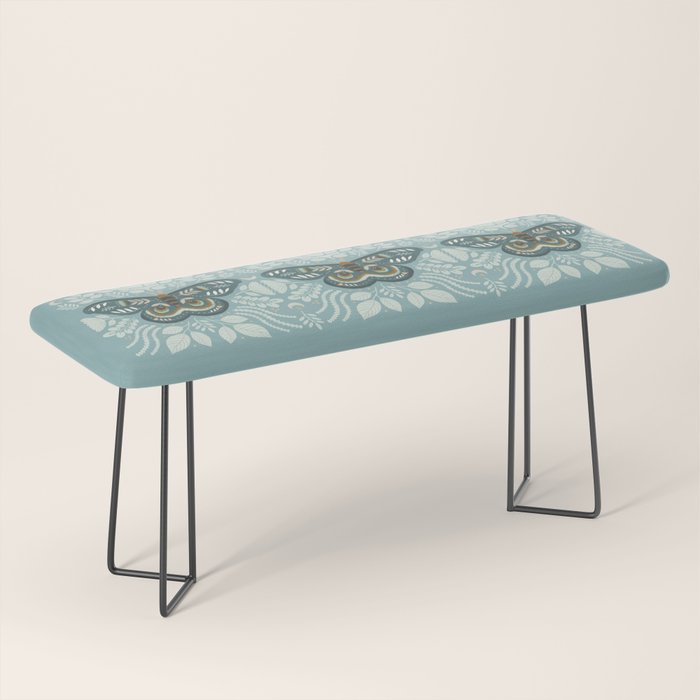 Folk Art Moth - Blue Gray Bench Gallery Image 1
