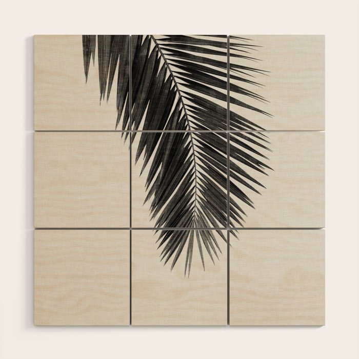Palm Leaf Black & White I Wood Wall Art Gallery Image 1