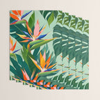 Birds in Paradise, Floral Birds of Paradise Botanical Jungle, Tropical Nature Plants Floral, Lush Green Orange Pink Exotic Forest, Garden Flowers Bohemian Painting Wrapping Paper Gallery Image 3