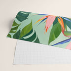 Birds in Paradise, Floral Birds of Paradise Botanical Jungle, Tropical Nature Plants Floral, Lush Green Orange Pink Exotic Forest, Garden Flowers Bohemian Painting Wrapping Paper Gallery Image 2