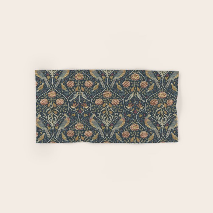 William Morris Seasons by May Melsetter Indigo Bath Towel Gallery Image 1