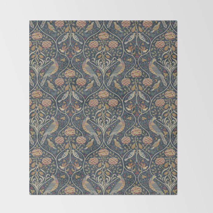 William Morris Seasons by May Melsetter Indigo Throw Blanket Gallery Image 2