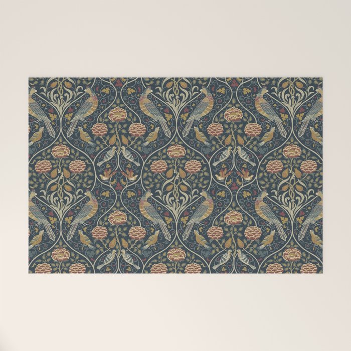 William Morris Seasons by May Melsetter Indigo Welcome Mat Gallery Image 1