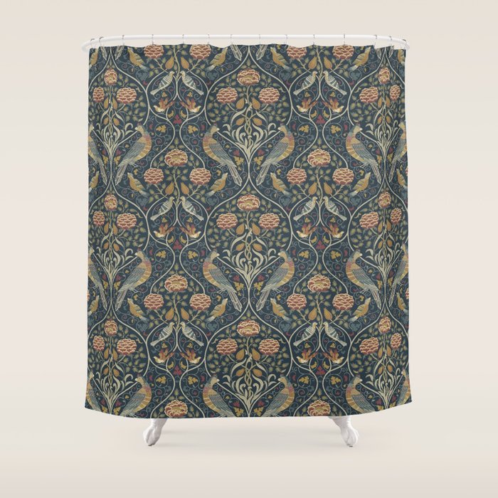 William Morris Seasons by May Melsetter Indigo Shower Curtain Gallery Image 1