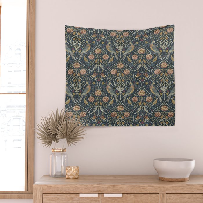William Morris Seasons by May Melsetter Indigo Wall Tapestry Gallery Image 2