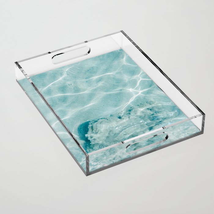 Clear blue water | Colorful ocean photography print | Turquoise sea Acrylic Tray Gallery Image 1