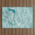 Clear blue water | Colorful ocean photography print | Turquoise sea Outdoor Rug Gallery Image 1